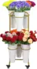 Stand With 6PCS Buckets, 2 Layers Metal Plant Stand with Wheels, Heavy Duty Moving Plant Cart Shelf, for Indoor, Outdoor Patio G 1