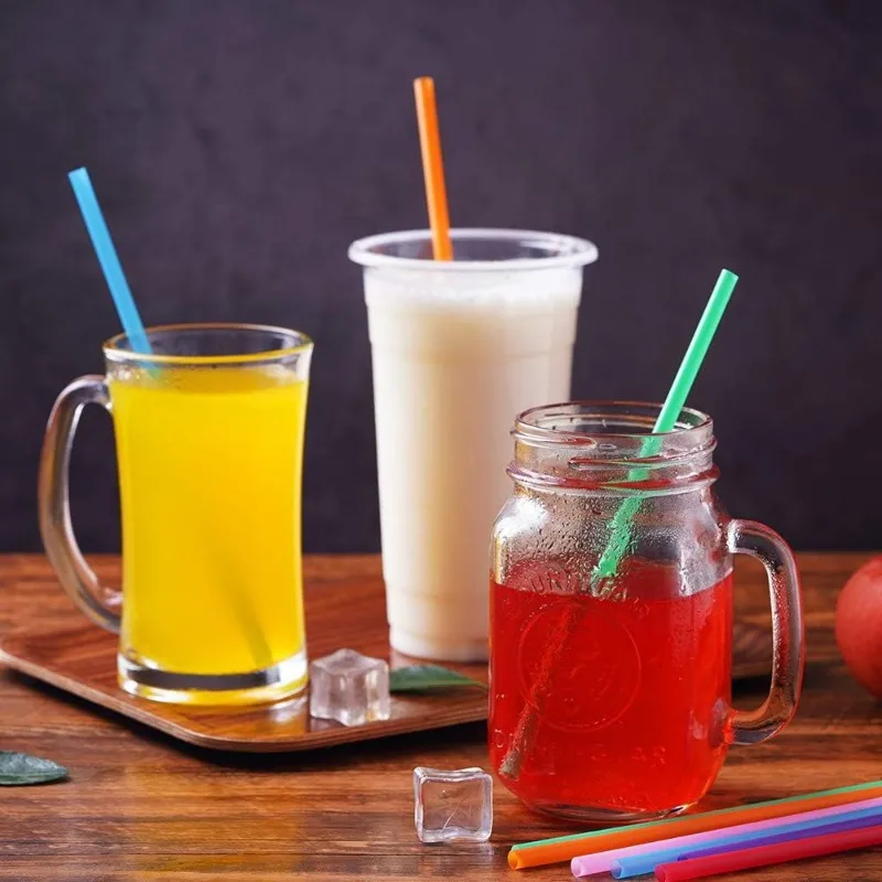 Colorful Disposable Straws Plastic Drinking Straw for Milk Tea Juice Cocktail Wedding Birthday Party Decor Supplies 300/100pcs disposable plastic straws