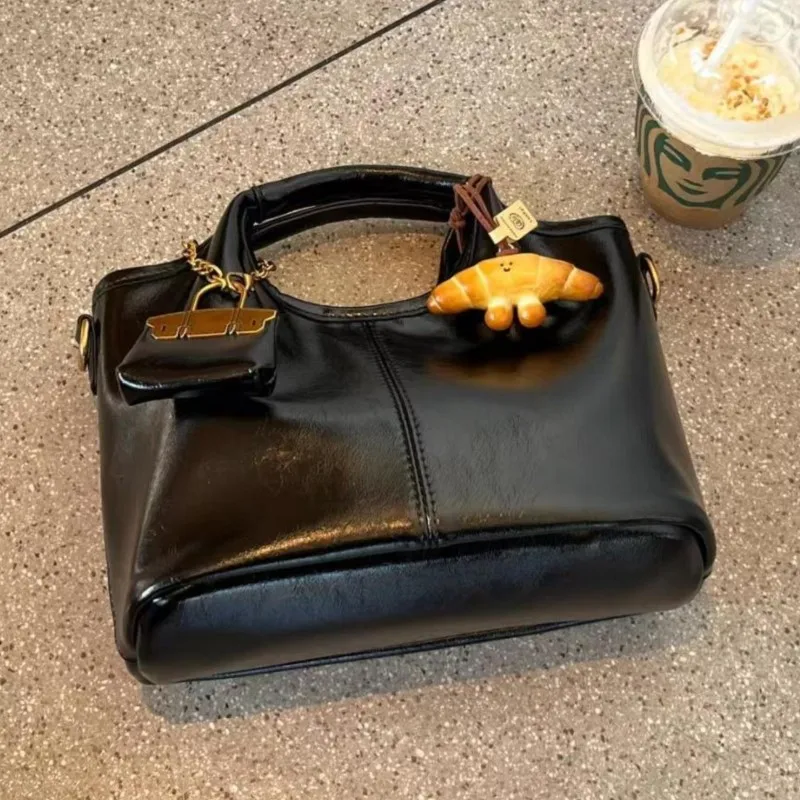 JIAERDI High Street Black Shoulder Bags Women 2025 New Pu Leather Handle Y2k Messenger Bag Female Retro Large Capacity Handbag