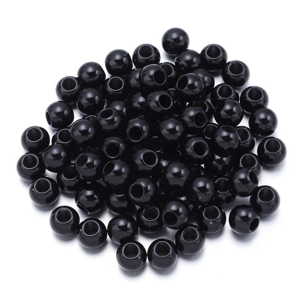 400 Perline Rotonde In Acrilico Nero Da 8 Mm Con Foro 1,7 Mm – Per Creazione Gioielli E Fai Da Te