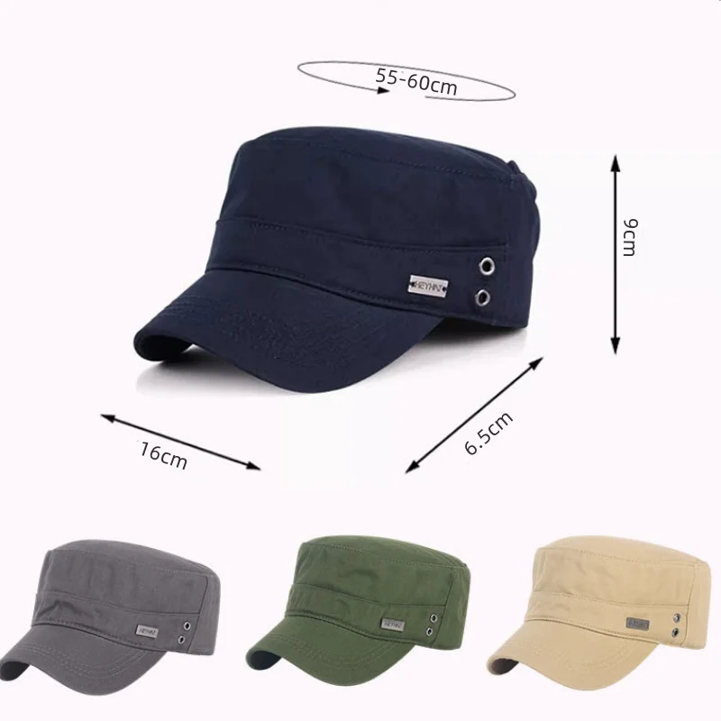 Breathable Simple Flat Top Hat Solid Fishing Cap Adjustable Baseball Cap Visor Hat Grandpa Hat Sunshade Hat Unisex Sunscrean