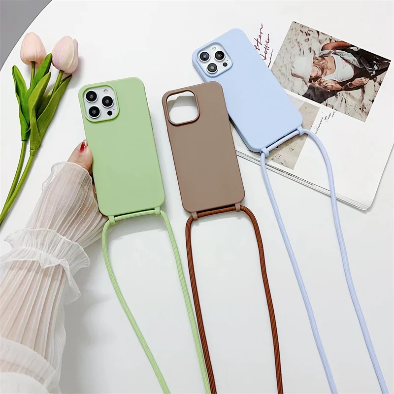 Liquid Silicone Crossbody Lanyard Phone Case with Hang Strap Rope Cover