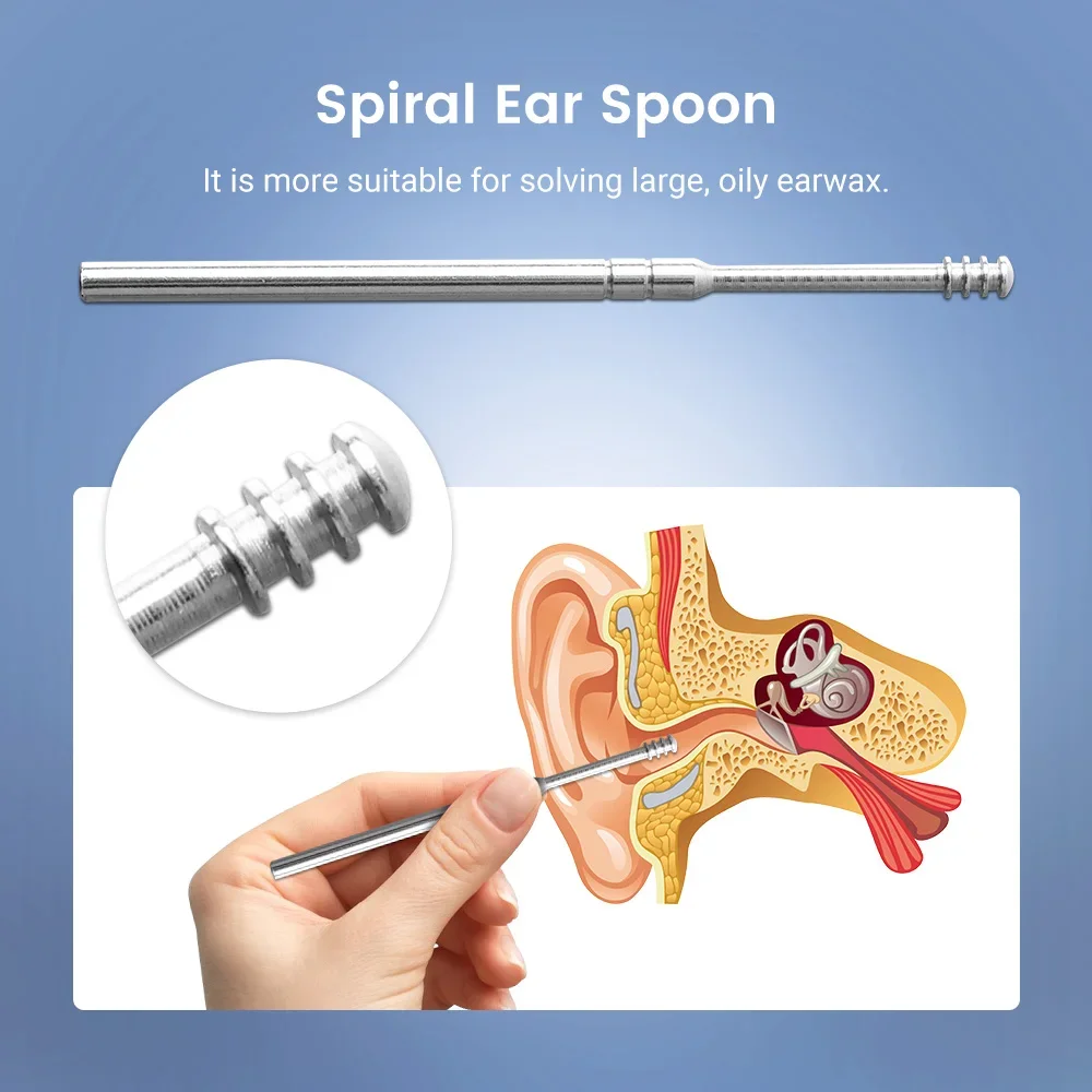 6pcs/set Spiral Ear Cleaner Wax Removal Tool Earpick Sticks Earwax Remover Curette Ear Pick Cleaning Ear Cleanser Spoon Ear Care 3