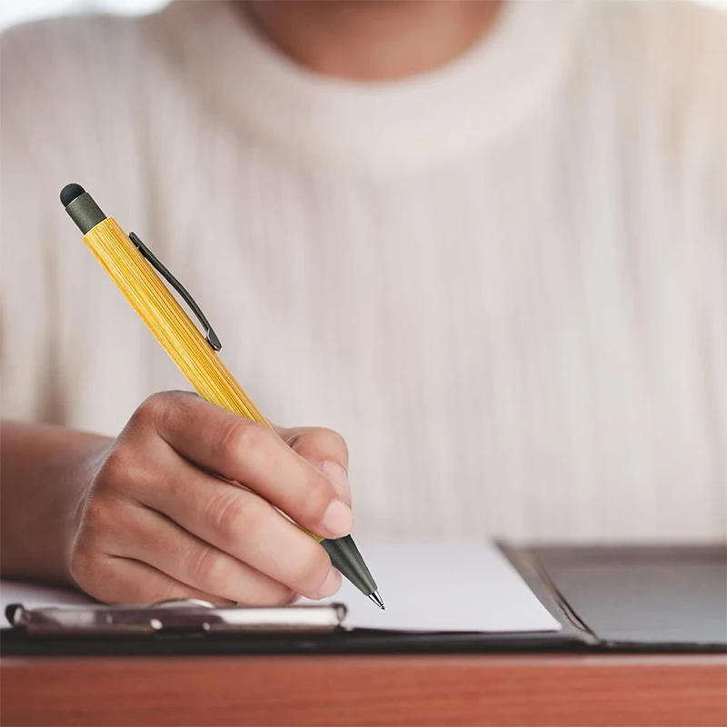 12Pcs 볼펜 부드러운 쓰기 개폐식 나무 볼펜 연구 및 선물 제공에 이상적