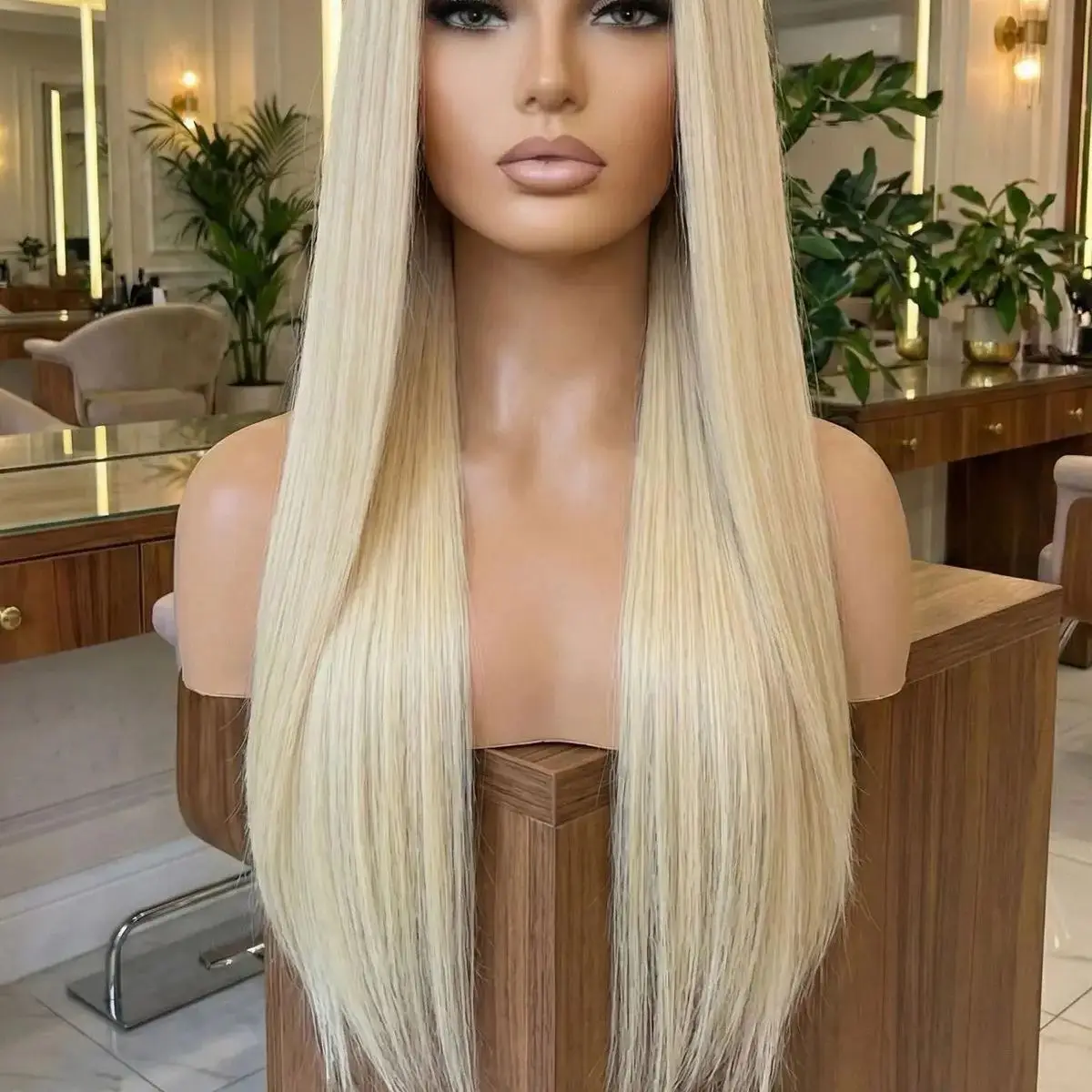  613 라이트 블론드 버진 인모 가발 (여성용) 6x6인치 실크 탑 가발, 탄성 네트 PU 마감 의료용 가발, 자연스러운 두피처럼 보이는 가발