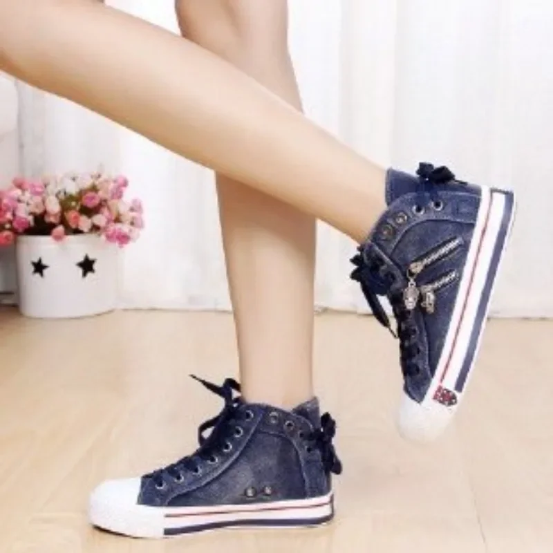 

Лидер продаж, повседневные холщовые высокие туфли на шнуровке для женщин, спортивные Нескользящие Туфли с круглым носком