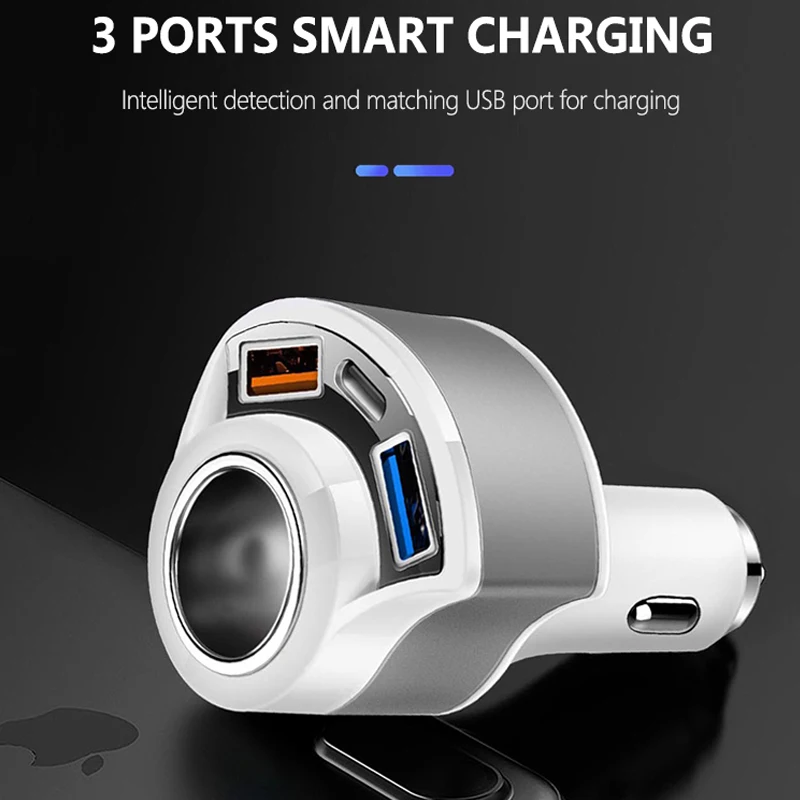 Quick Charge 3.0 USB C Car Charger For iPhone 11Pro For Huawei Samsung S20 QC3.0 Type C PD Fast Charging Car Cigarette Lighter
