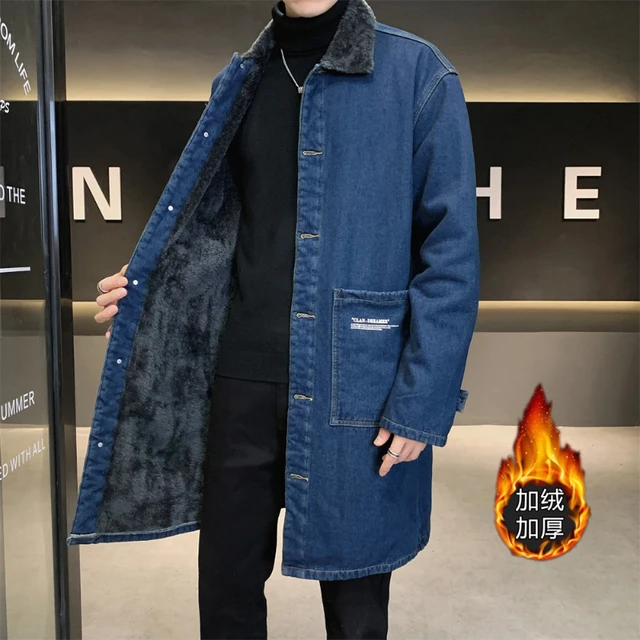 Denim Trench Coat Long Jean Jacket Black Denim Jackets Plus Size 90s Style  - Etsy