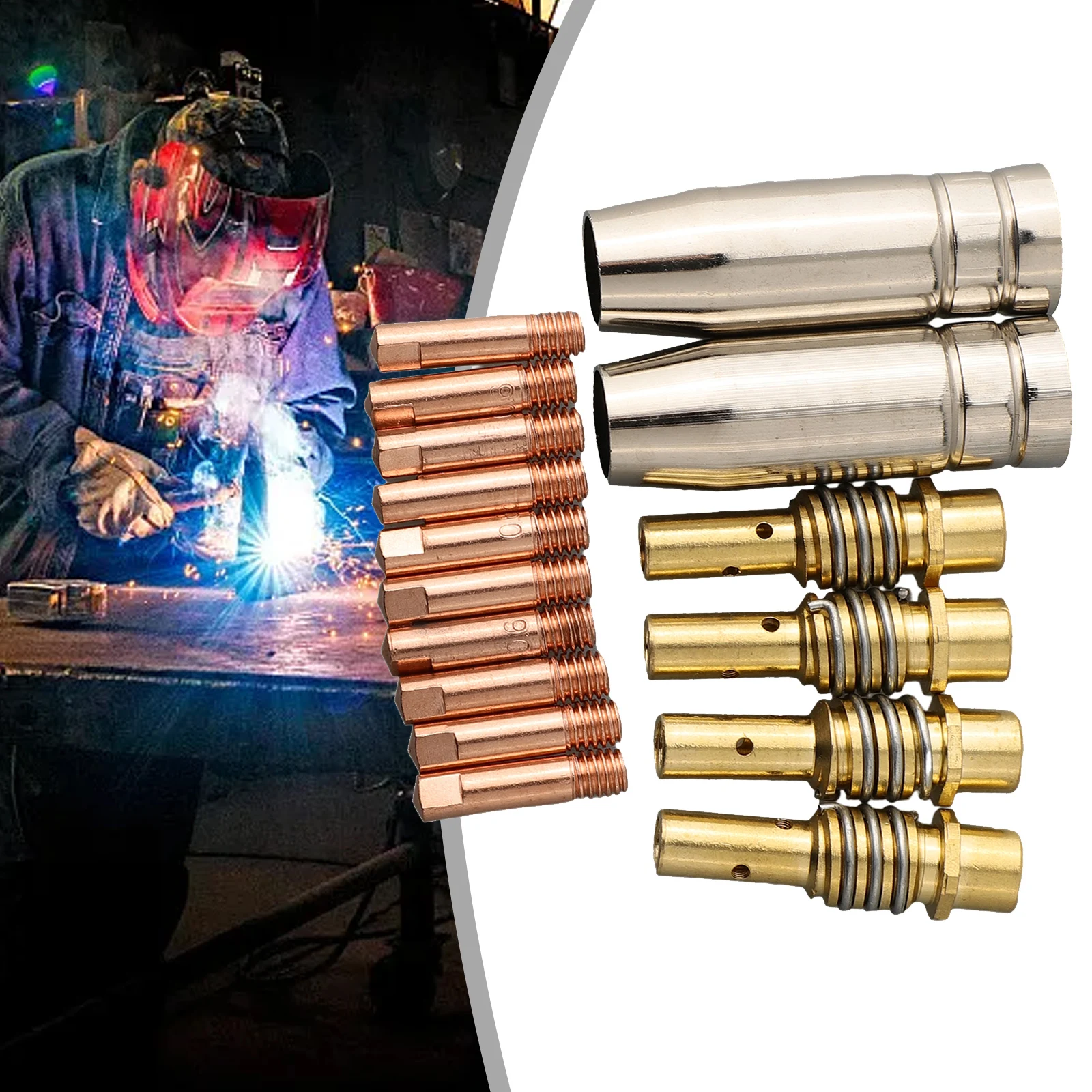 Verbrauchsmaterialien für Mig-Kontaktspitzen, 16 Stück, MIG-Schweißen, MB15, 15AK Kontaktspitze, 0,8/1,0/1,2 mm, Schweißbrenner, Kontaktspitzen, Schweißversorgung – Detail 17