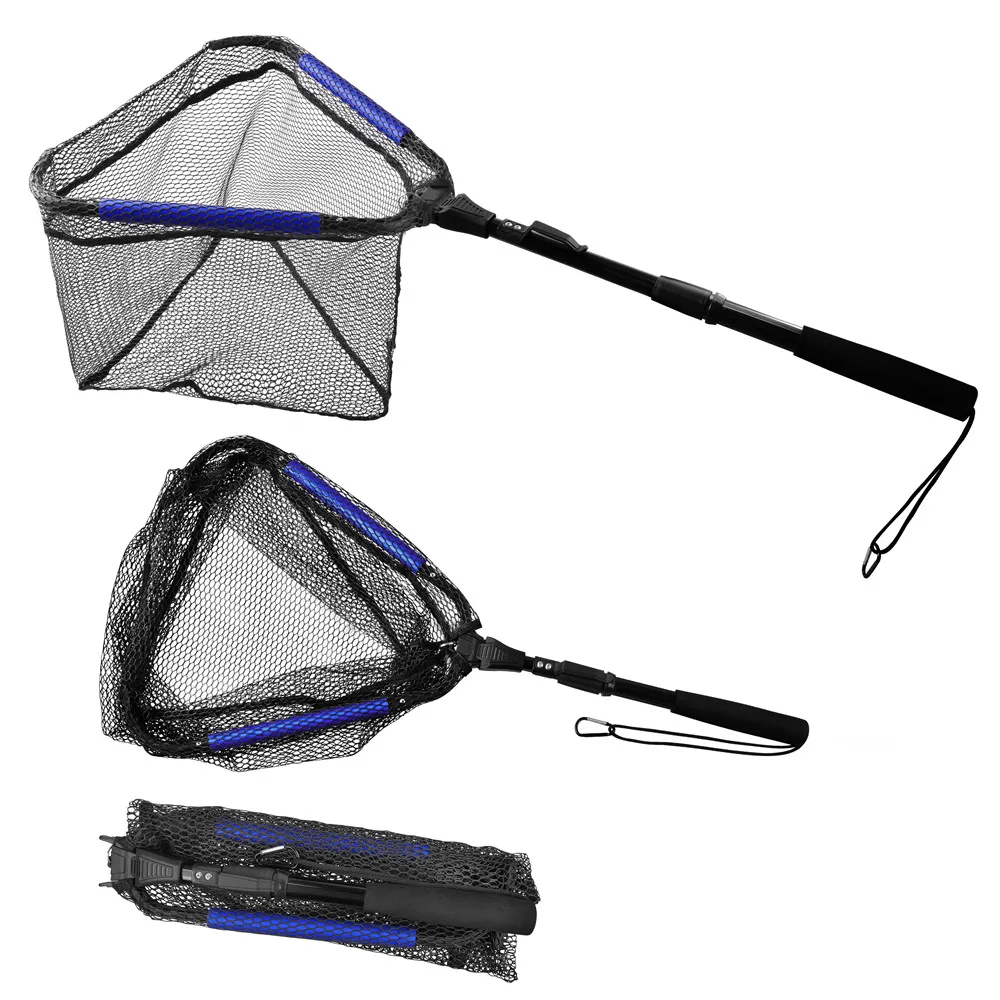 

Floating Landing Net Foldable 95cm Long Handle Hand Net Telescopic Extending Pole Freshwater Saltwater Fly fishing Kayak Tools