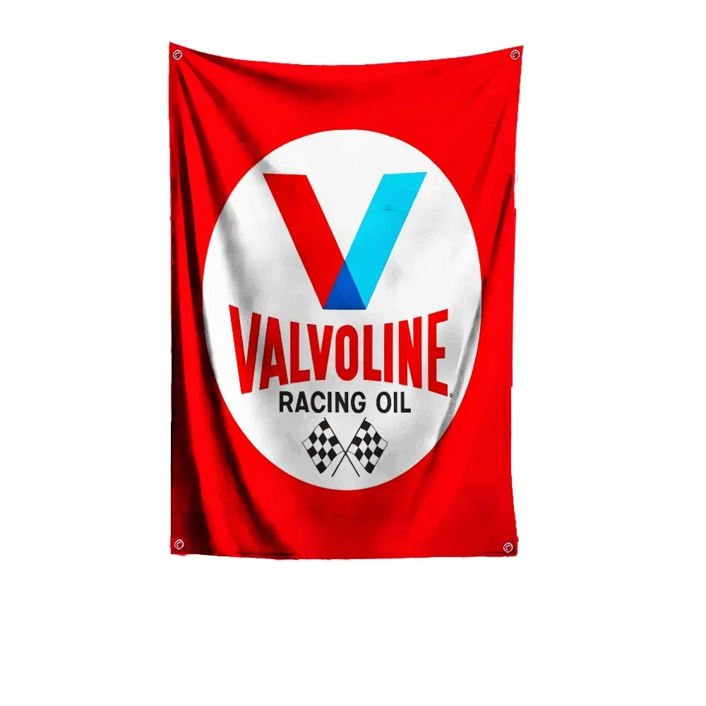 3x5 Ft V-Valvolines Oil Flag Polyester Digital Printing Banner for Garage Wall Art Out Door Decoration With Brass Grommets