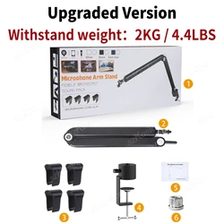 Adjustable Metal Microphone Stand for Streaming and Gaming with Suspension Scissor Boom Arm (Upgraded version)