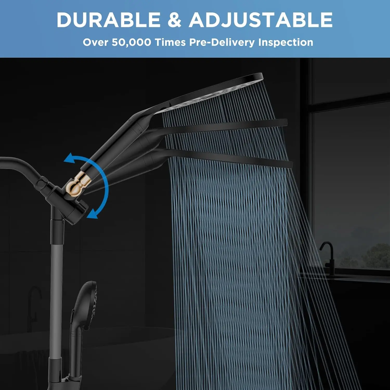 High pressure handheld shower head, adjustable bar - 8 "rain shower head and 10 mode shower head 2