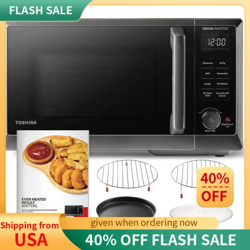QWTOSHIBA 6-in-1 Inverter Countertop Microwave Oven Healthy Air Fryer Combo,MASTER Series,Broil,Convection,Speedy Combi,Even