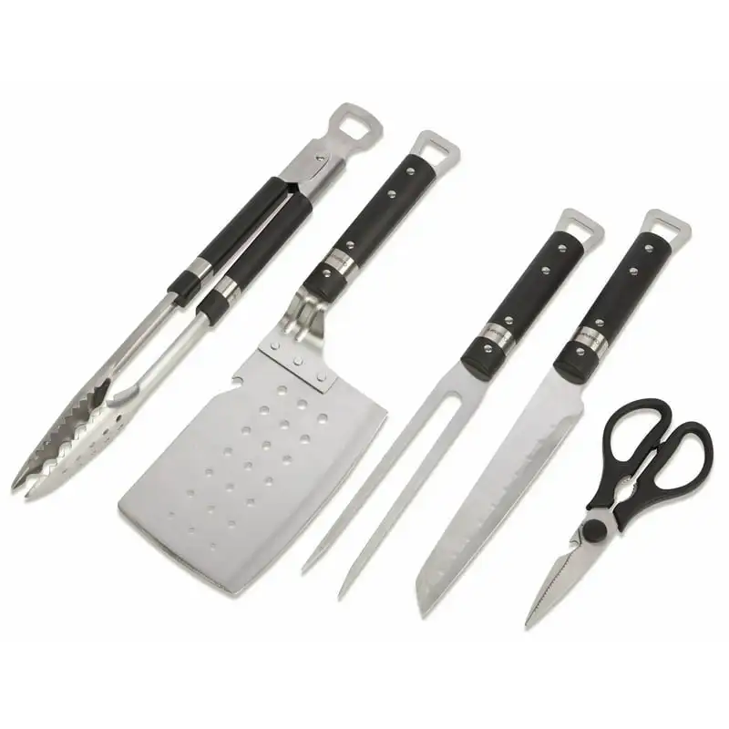 

Chef's Classic™ 5 Piece Grill Set - Includes Spatula, Tongs, Fork, Knife, and Multi-Purpose Shears