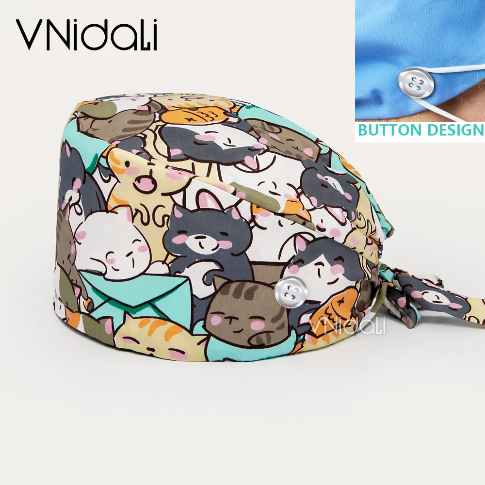 Cappelli Da Infermiera Cappellino Per Chirurgia Regolabile Anime In Cotone Traspirante Con Bottone Scrub Cappellino Per Sala Operatoria Cappellino Med