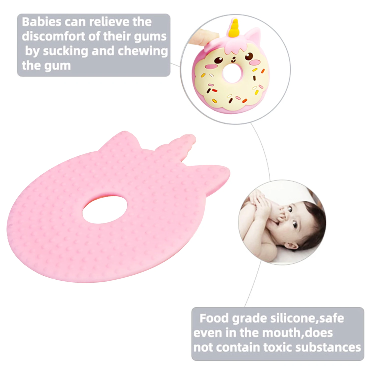 Silicone Teething Toys Cartoon donut shape baby teether Newborn Teething Toys Baby Silicone Teether Soothing Teething BPA free Newborn Gift