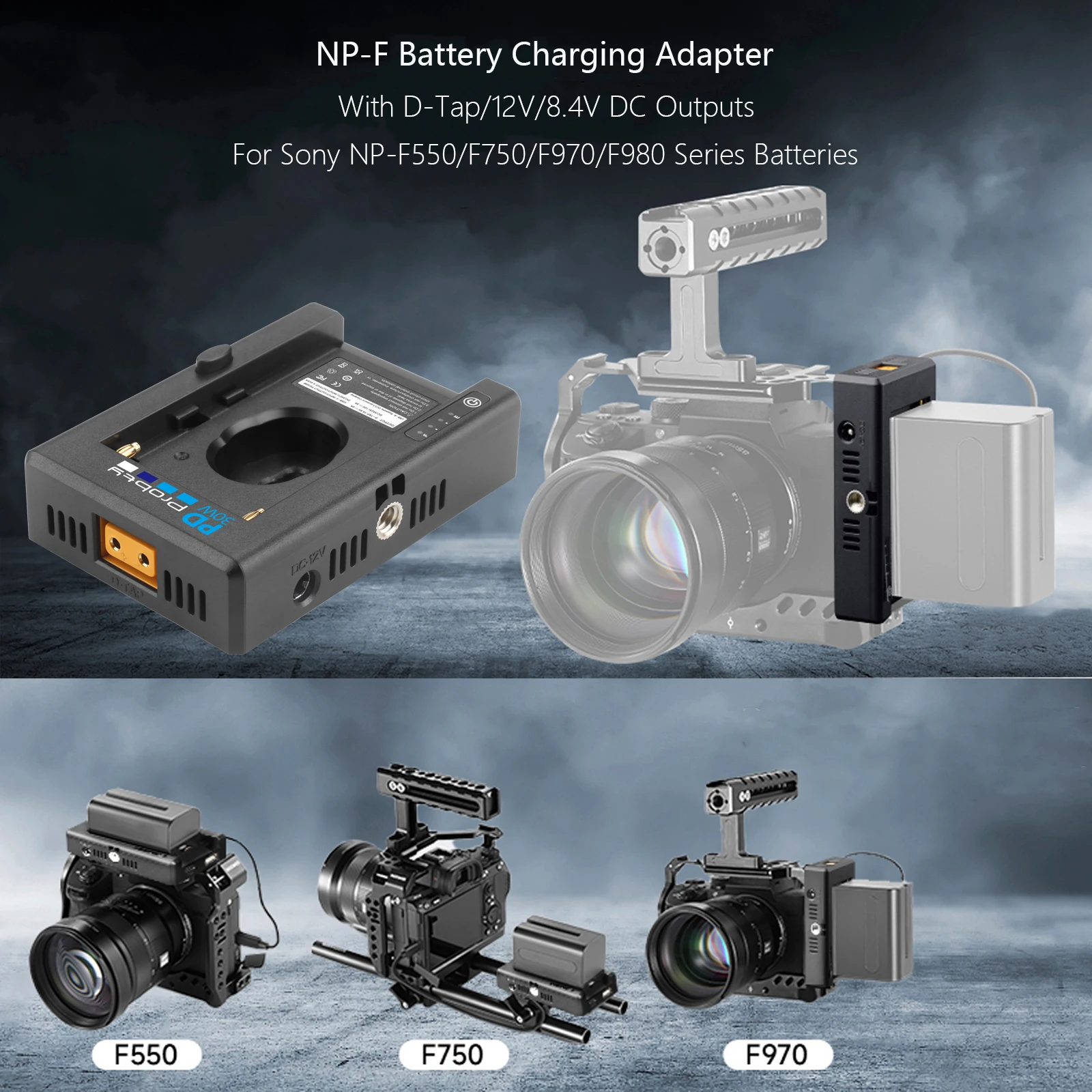 PD30W NP-F Battery Charger Battery Adapter Plate Cold Shoe Adapter 1/4in for NP-F550 F750 F970 for BMPCC 4K 6K DSLR ILDC