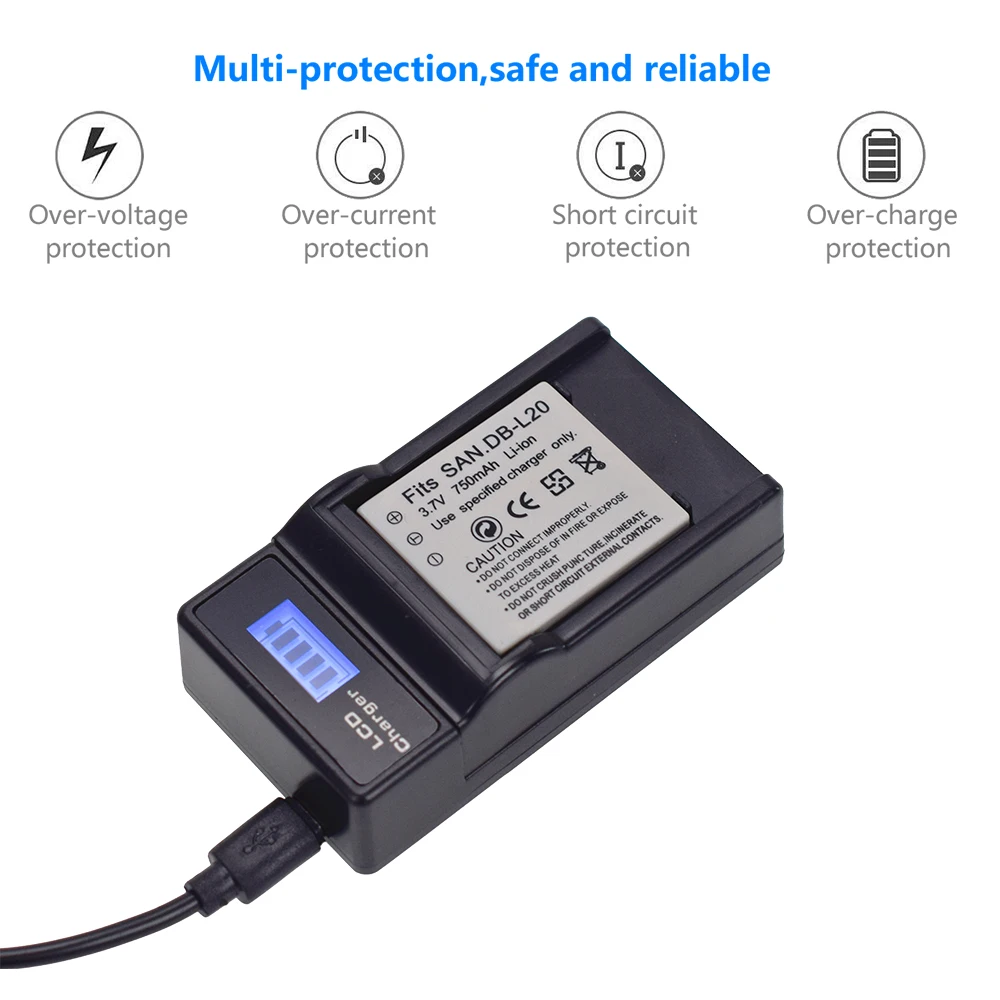 DB-L20 Battery or LCD Charger For Sanyo Xacti DMX-C1 C4 C5 C6 CA6