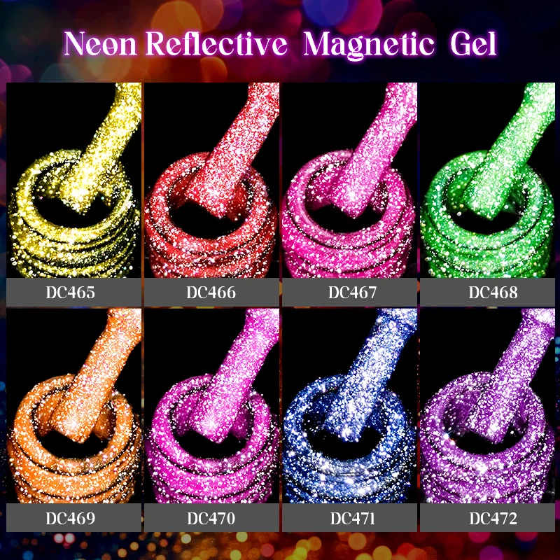 13PCS Reflective Glitter Magnetic Gel Set Fluorescent Green Semi Permanent Neon Glitter Gel Kit Nail Art  Varnsh Kit Supplies 3