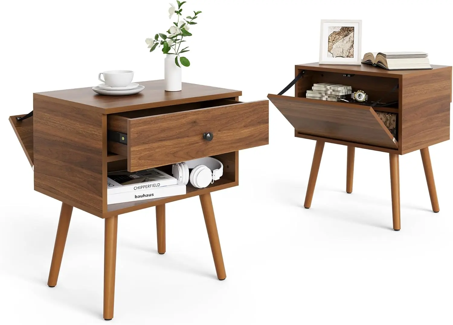 Description Picture 6 of itemHidden Compartment Night Stand Set 2, Mid Century Modern Concealment Furniture, End Table with Storage Drawer, Bedside Table
