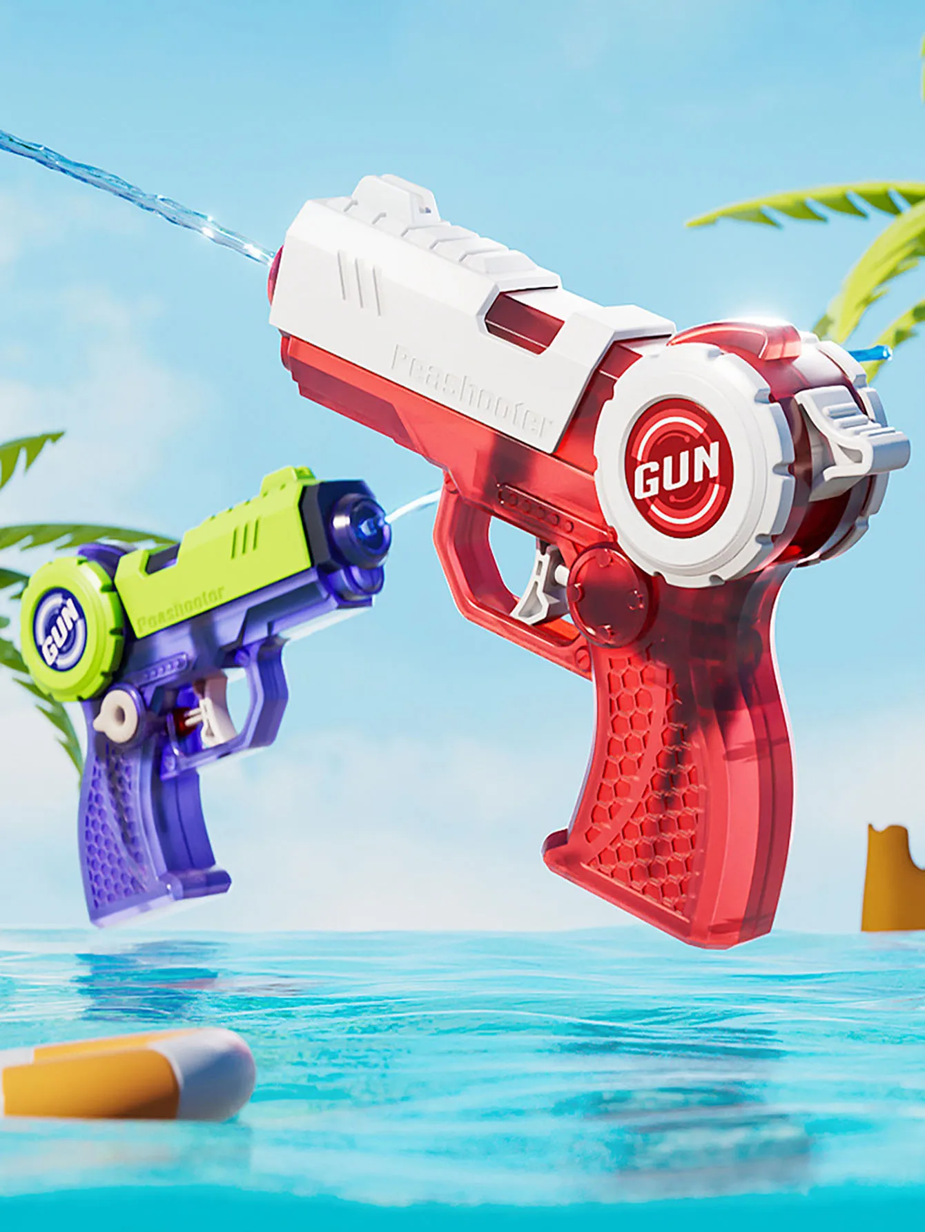 1pc Press back to chamber transparent water gun toy summer outdoor interactive beach water battle children water spray gun 4