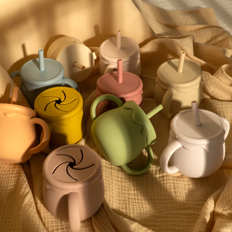 Baby Feeding Cups Portable Drinkware Sippy Cup Solid Food Container Snack Cup Toddlers Learning Cups Newborn supplies 2