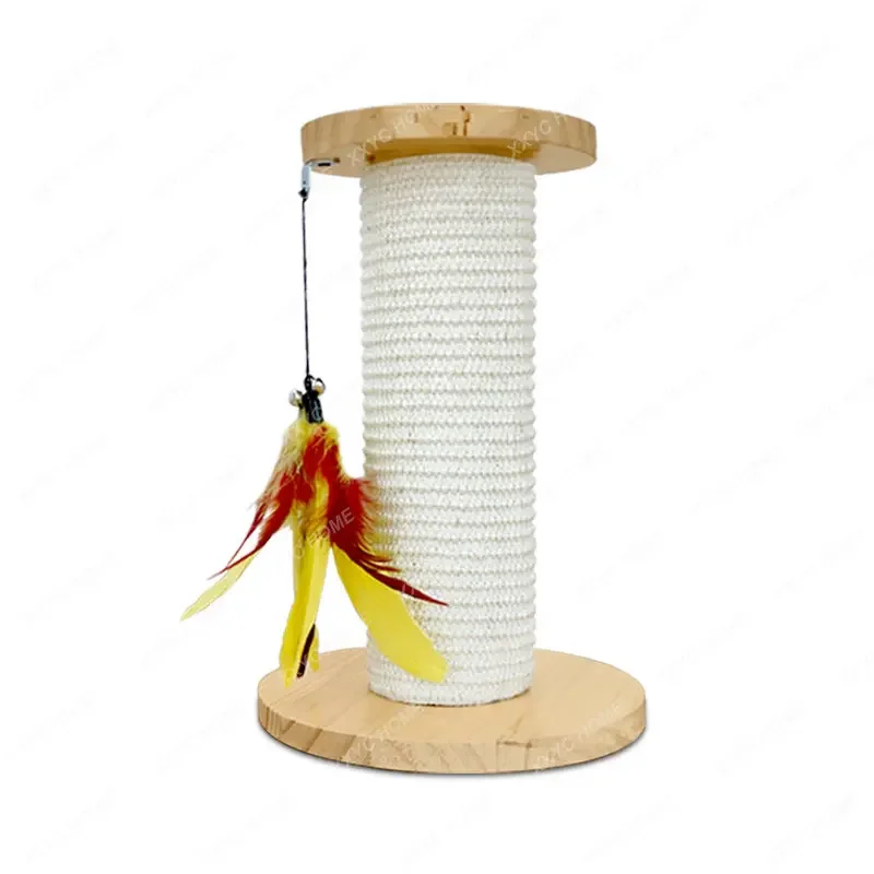 Solid Wood Simplicity Small Scratching Pole Cat Climbing Frame Natural Sisal Hemp Cloth Cat Scratch Board Toy Grinding Claw