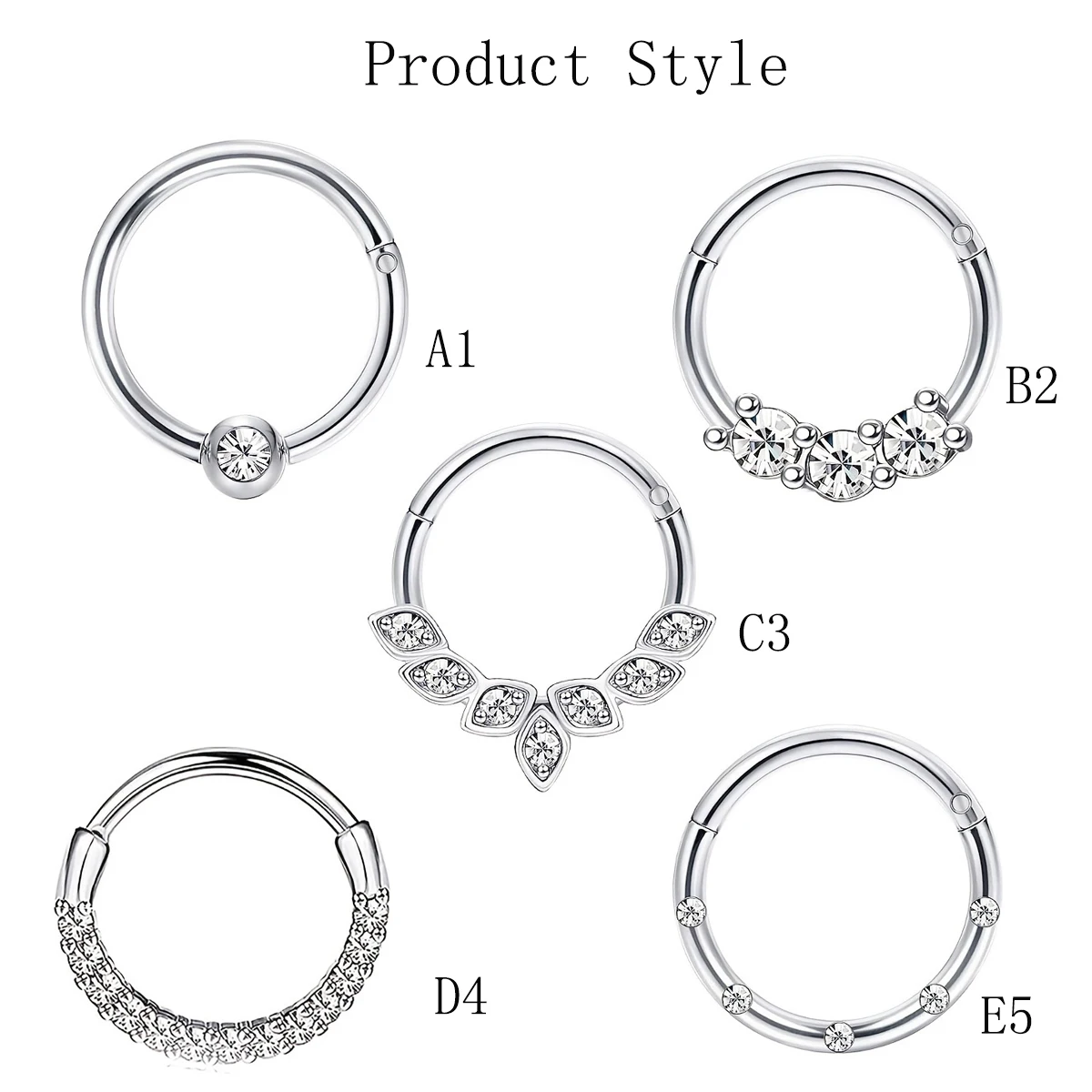 1-5pcs 16G móda 316 l nerez ocel CZ odklápěcí septima klikátko nos obruč kroužky, daith lodní šroub bodloplev chrupavka piercing šperků