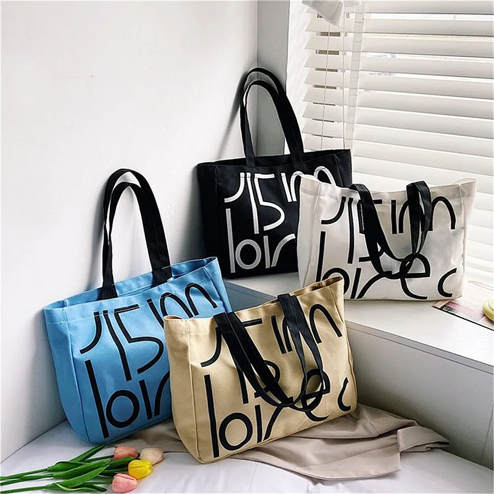 

Ladies Canvas Totes Bag Large Capacity Shopping Bag Fashion Women's Shoulder Bag Casual Handbags Reusable Beach School Book Bags