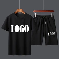 Customized Summer Trending Men Casual Suits Short Sleeve T-shirt+Shorts Sets Fashion Beach Two-piece Set 2