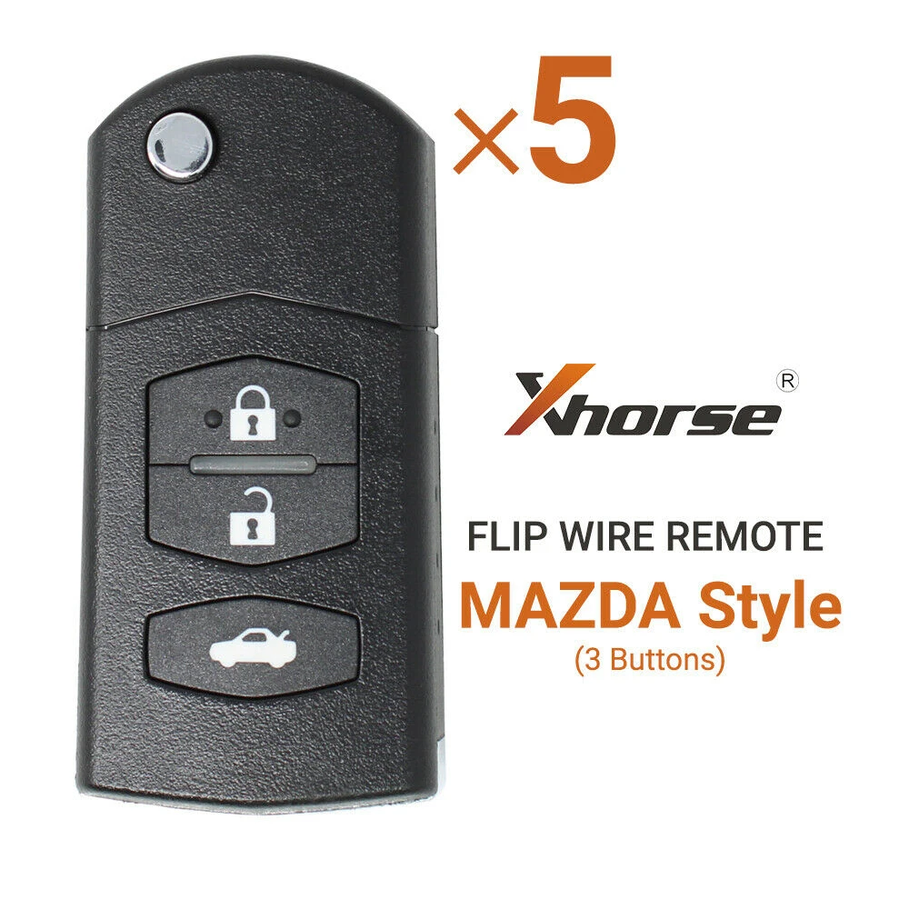 

5× Xhorse Universal Wire Flip Remote For Mazda Style 3 Buttons XKMA00EN