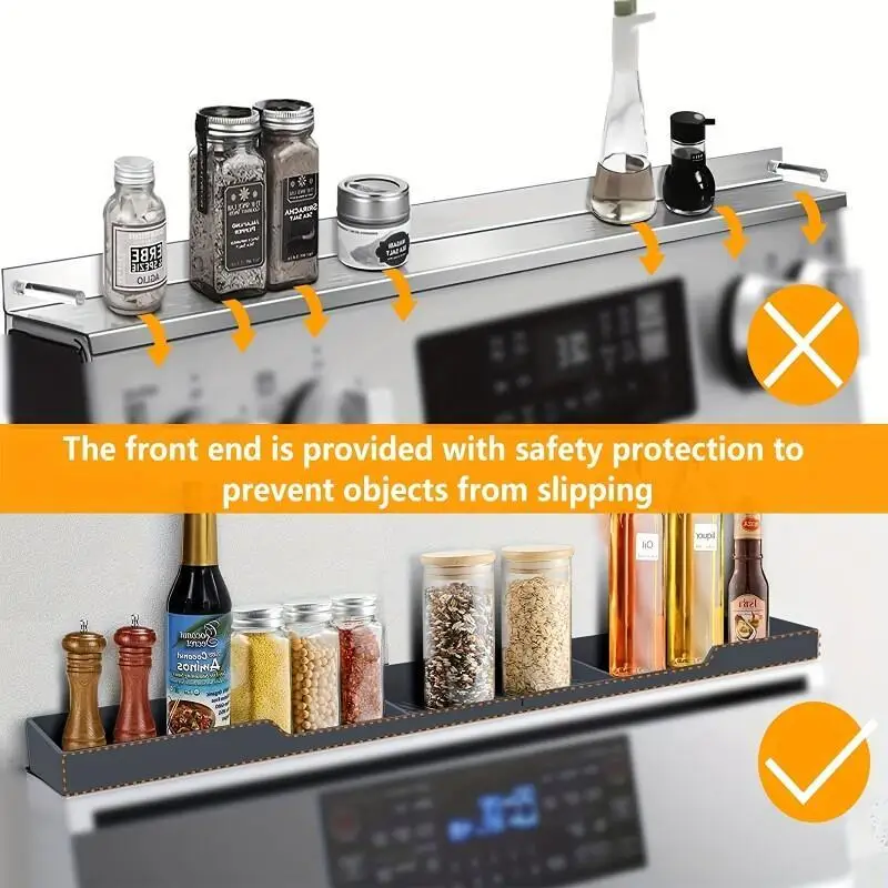 Kitchen Storage Rack Silicone Stove Top Magnetic Shelf Kitchen Organizer Over the Stove Spice Storage Rack Magnetic Over Oven Organizer Top Shelf