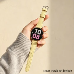 Premium 20mm Lychee Pattern Leather Watch Band Strap - GalaxyWatch7 40 44mm (Yellow)