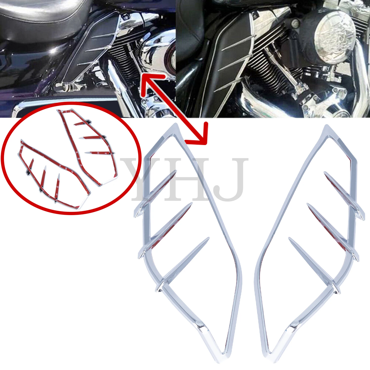 

Motorcycle Mid-Frame Air Deflector Heat Shield Cover Trim Chrome For Harley Touring Electra Street Glide FLHTCU FLTRU 2009-up