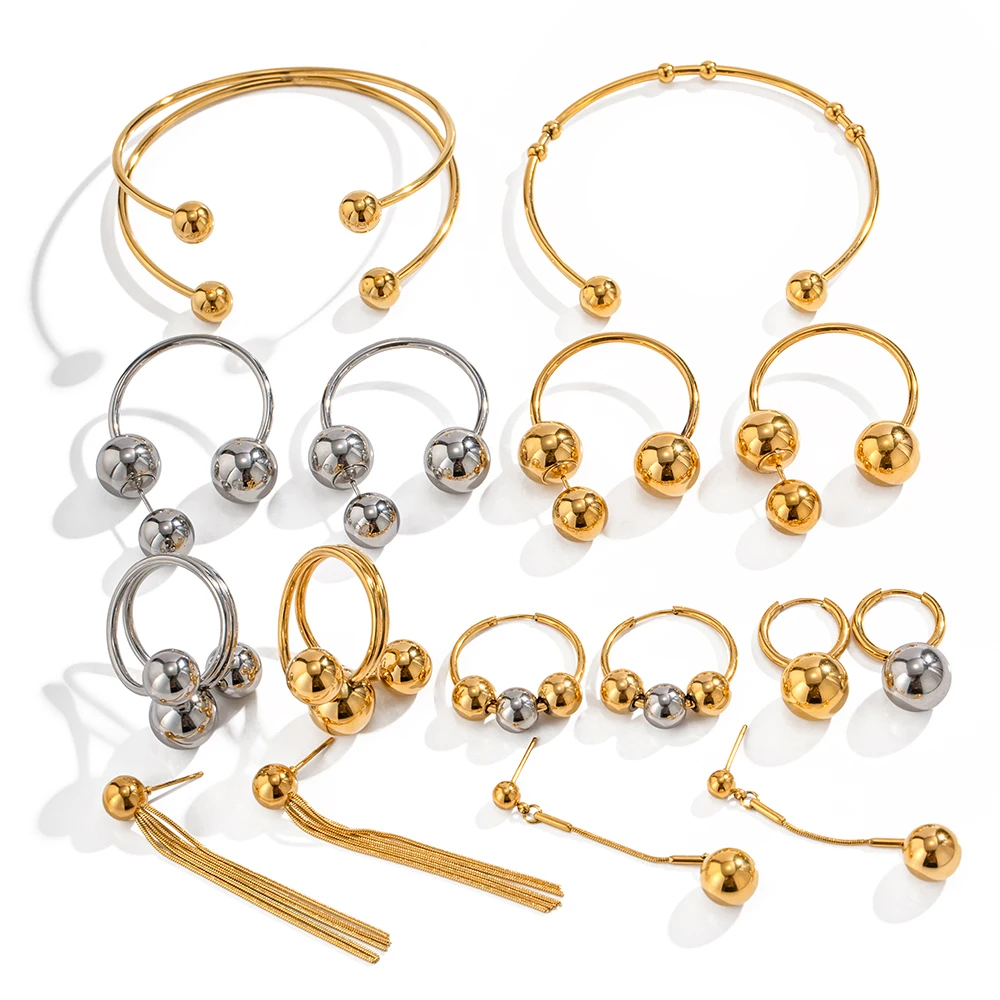 293356-f575d7.jpg S704e71f321d849d1a1d8edf6681c3b92C New Water Proof Stainless Steel Ball Series Rings for Women Metal Simple Trendy Fashion Ring Jewelry Women Mallzona