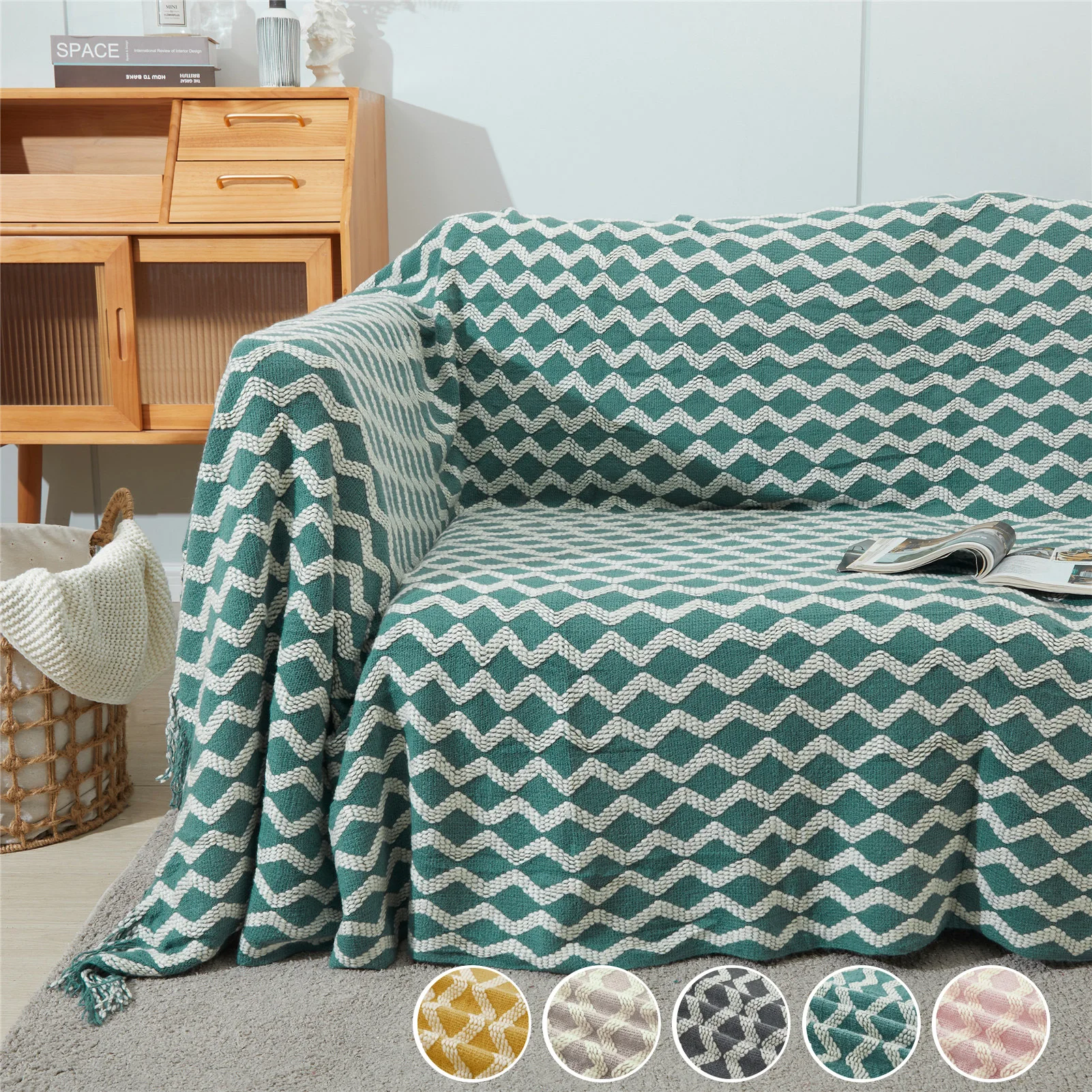 Nordic Knitted Blanket Soild Color Sofa Blanket With Tassels Travel