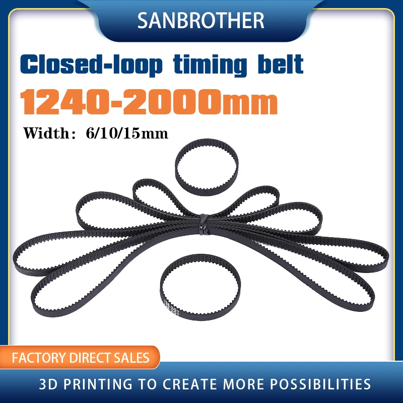 

GT2 Closed Loop Timing Belt Rubber 2gt 6mm 1240 1250 1310 1324 1340 1350 1360 1440 1512 1524 1540mm Synchronous 3D Printer Part