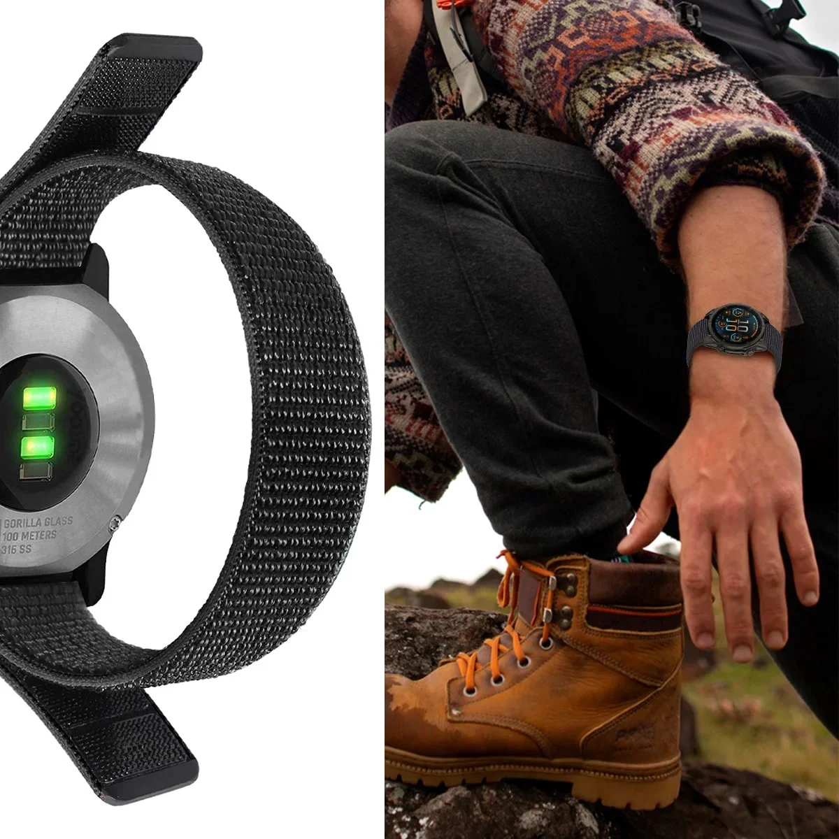 26mm 22mm 20mm Sport Loop Nylon Strap for Garmin Fenix 8/E/7