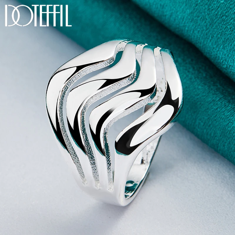 Silver Rings Silver Ring Wedding Rings 925 Sterling Silver Four Lines Smooth Ring For Woman Man