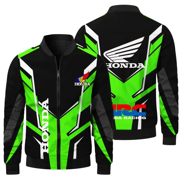 2025 Autumn And Winter New Honda Motorcycle Logo Cardigan Zipper Pilot Jacket Casual Sports Outdoor Hiking Warm Jacket 2