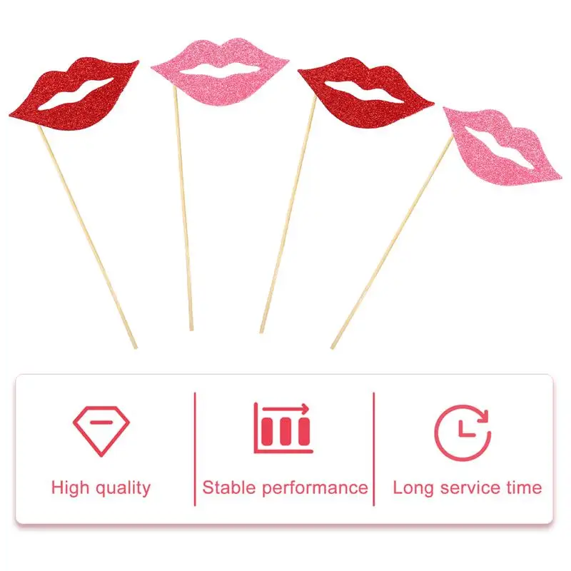 40pcs Handheld Red Lips Props Big Mouth Halloween Funny Selfie Props Wedding Party Photo Decoration