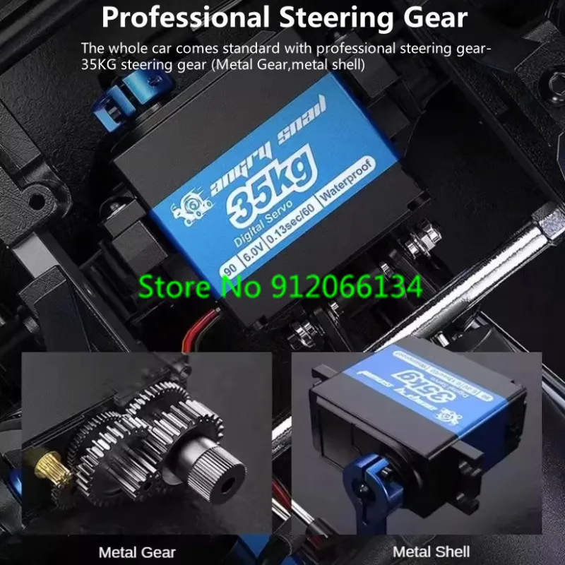 Professional Differential Lock 1/8 Climbing Crawer Off Road RC Truck 4WD Brushless Linkage Lighting Remote Control Truck Car Toy 4