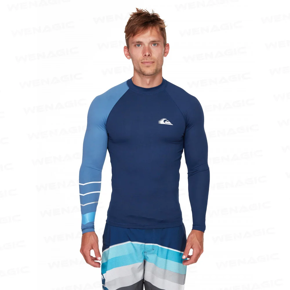 2023 Men's Anti-UV Surf Shirt Long Sleeve Swimwear Breathable Quick-Drying Swimming T-Shirt Summer Beachwear Rash Guards Surfing