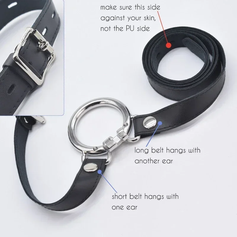Penis Chastity Cage Chastity Lock Sex Toy Chastity Cage Accessory PU Leather Anti-off Auxiliary Belt Adjustable Rope