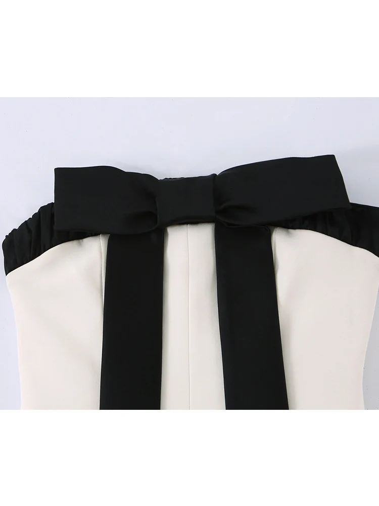 Women Sleeveless Strapless Bow Mini Dress 2026 Summer New Beach Vacation Party Elegant Short Dresses Fashion Lady Club Dress