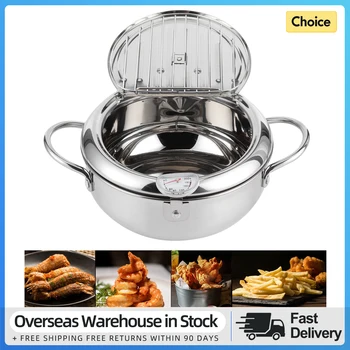 Mini padella in acciaio inossidabile stile giapponese da 3,2 litri, friggitrice per tempura domestica a temperatura controllata, fornello a induzione universale 1