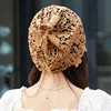 Beanies Hat Female Ethnic Style Flower Hat Hollow Single Layer Sleeve Cap Rhinestone Retro Women Dual-purpose Turban Hat Muslim 3
