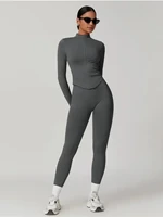 Zipper Stand Collor Jacket Women Crop Tops Yoga Solid Sports Top Long Sleeve Running Sexy Quick Dry Fitness Gym Sport Wear - Image 4