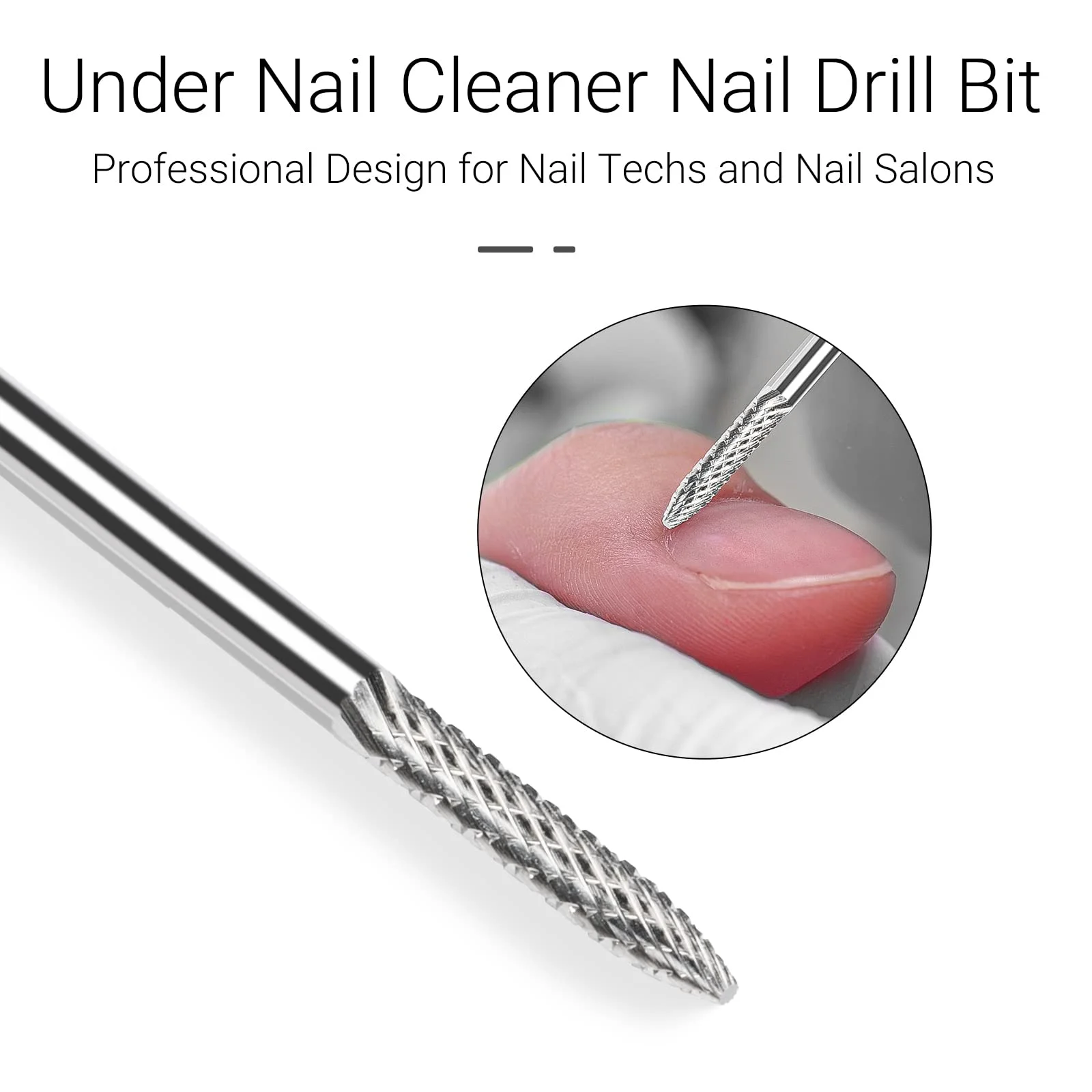 3/32'' Under Nail Cleaner Tungsten Nail Drill Bits Sharp Top for Manicure Pedicure Electric Nail